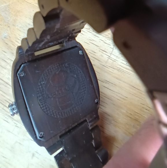 X Earth watch, Mens Sagano wood, Black face 43 X 54 mm 3 hand movement and - Picture 5 of 10